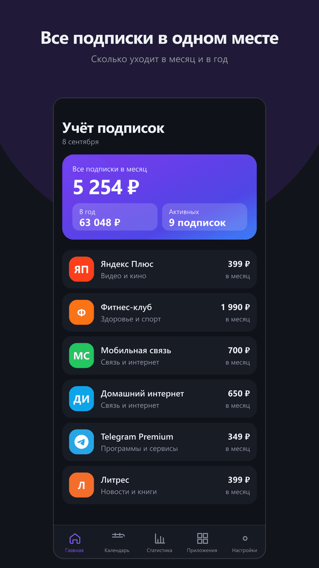 Учёт подписок